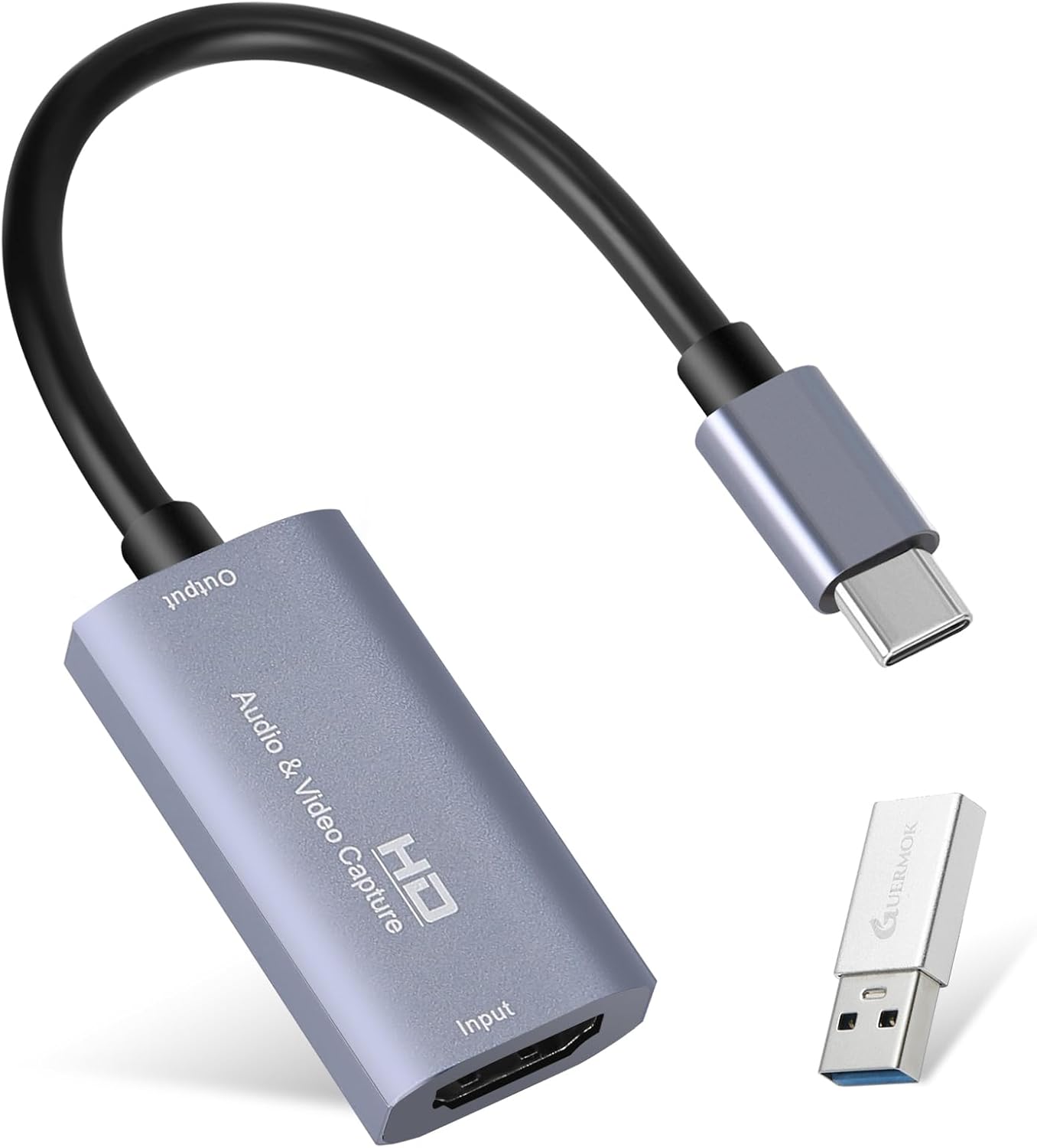 Guermok Video Capture Card, USB 3.0 HDMI to USB C Capture Card, 4K 1080P60FPS Capture Devices for Gaming Live Streaming Video Recorder, for Windows Mac OS System PS4/5 Switch Xbox Steam OBS