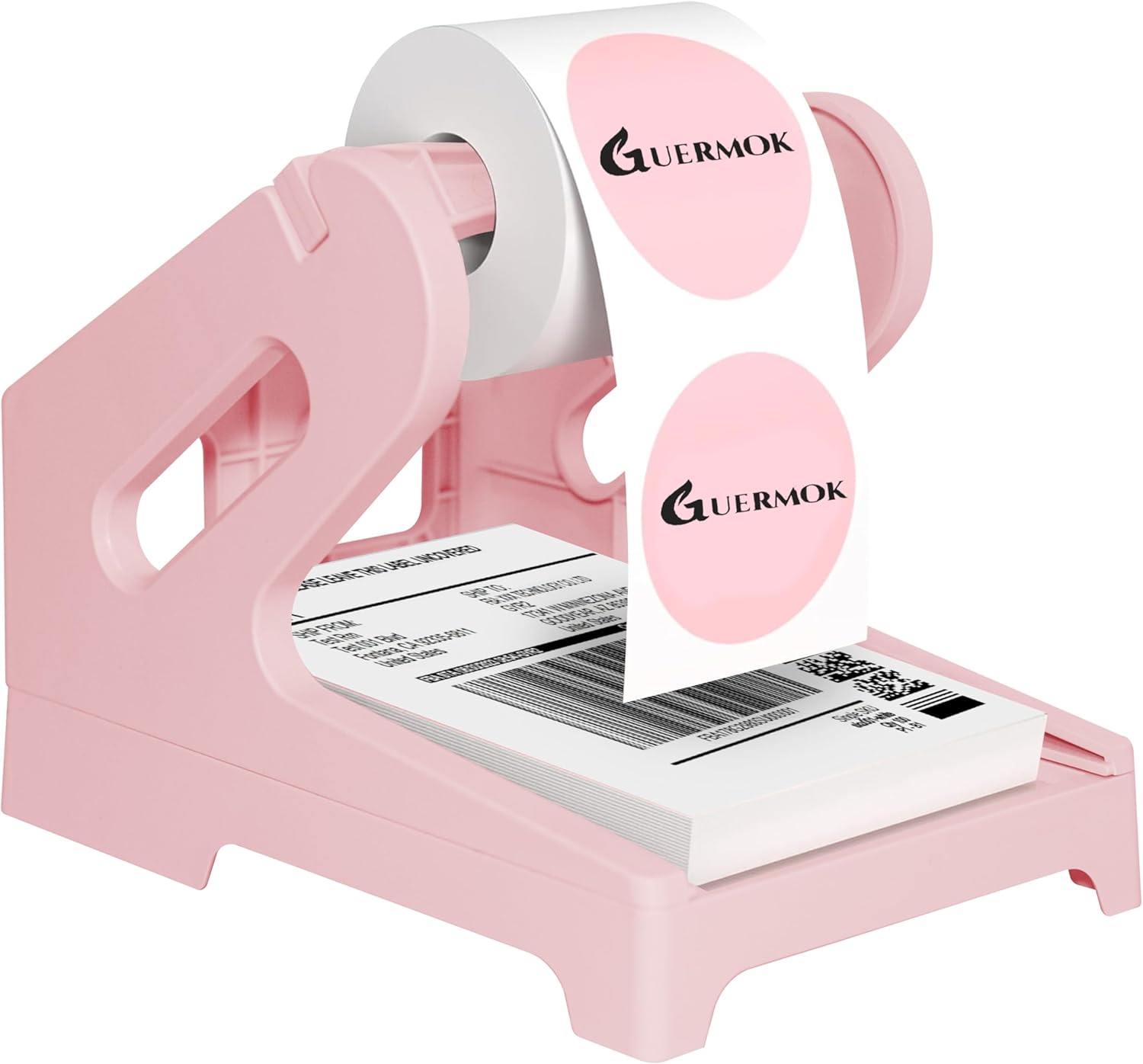 Guermok Thermal Shipping Label Holder for Rolls & Fan-Fold, Fragile Stickers for Shipping, Label Stand Desktop Printer Holder-Home Office Accessory Sticker Dispenser for Holographic (Gray)