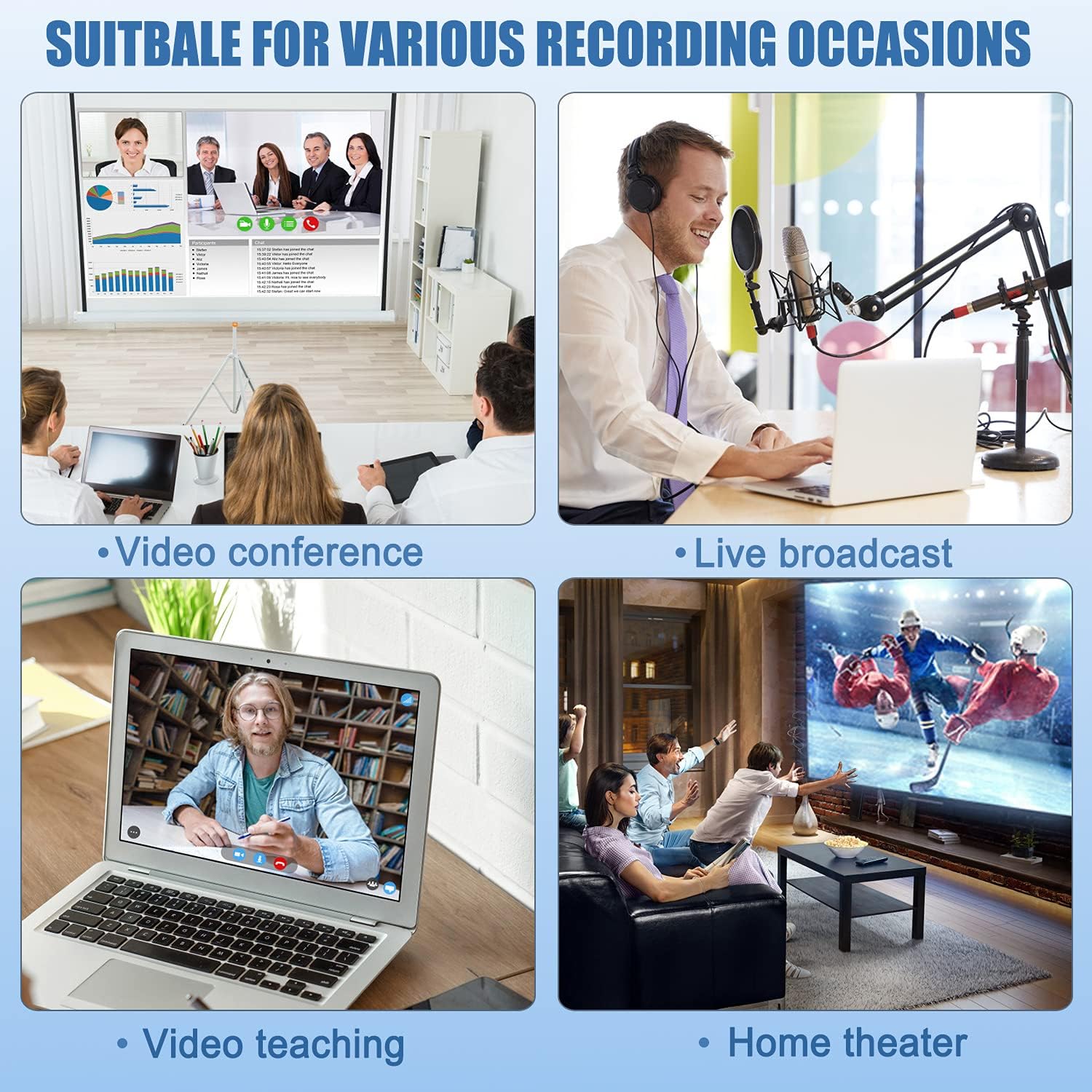 GUERMOK Video Capture Card, USB3.0 HDMI to USB-C Capture Device, Stream & Record at 2K@30FPS 1080P@60FPS, Compatible with iPad Mac OS Windows, Quest 3, OBS, Zoom, PS5/4, Switch, Xbox (Blue)