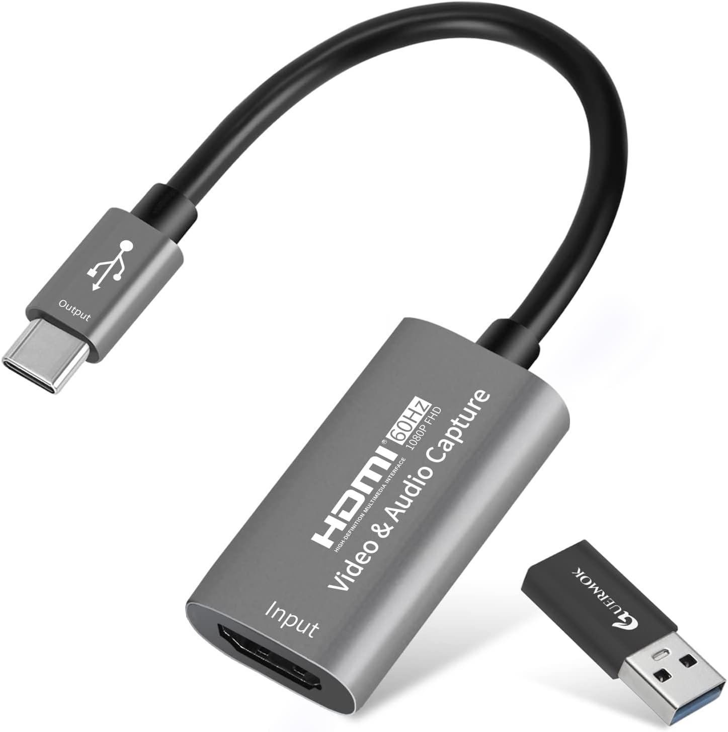 Guermok Video Capture Card, USB 3.0 HDMI to USB C Audio Capture Card, 4K 1080p60fps Capture Devices for Gaming Live Streaming Video Recorder, Works for Windows Mac OS System for Switch, Xbox