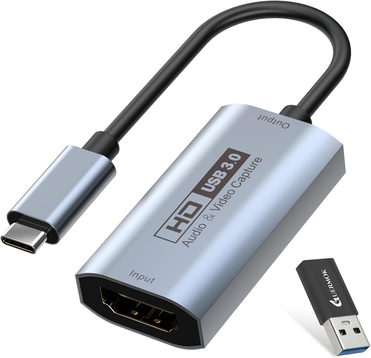 GUERMOK Video Capture Card, USB3.0 HDMI to USB-C Capture Device, Stream & Record at 2K@30FPS 1080P@60FPS, Compatible with iPad Mac OS Windows, Quest 3, OBS, Zoom, PS5/4, Switch, Xbox (Blue)