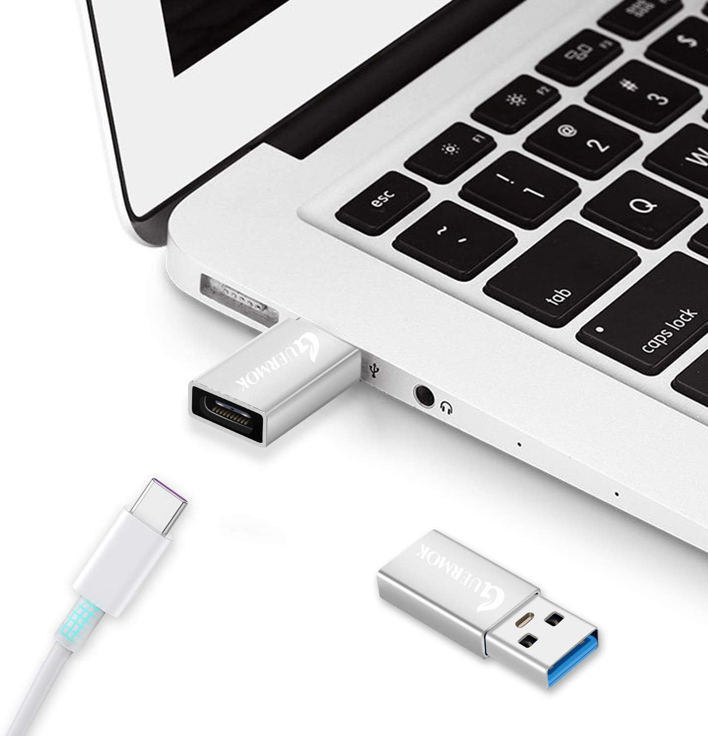 Guermok USB C to USB Adapter 3.0(2-Pack), USB C Female to USB Male Adapter Compatible with Phone13 14 15 16Pro Max Pad, Laptops PC Power Banks and More USB-A Devices, 5Gbps & Fast Charging