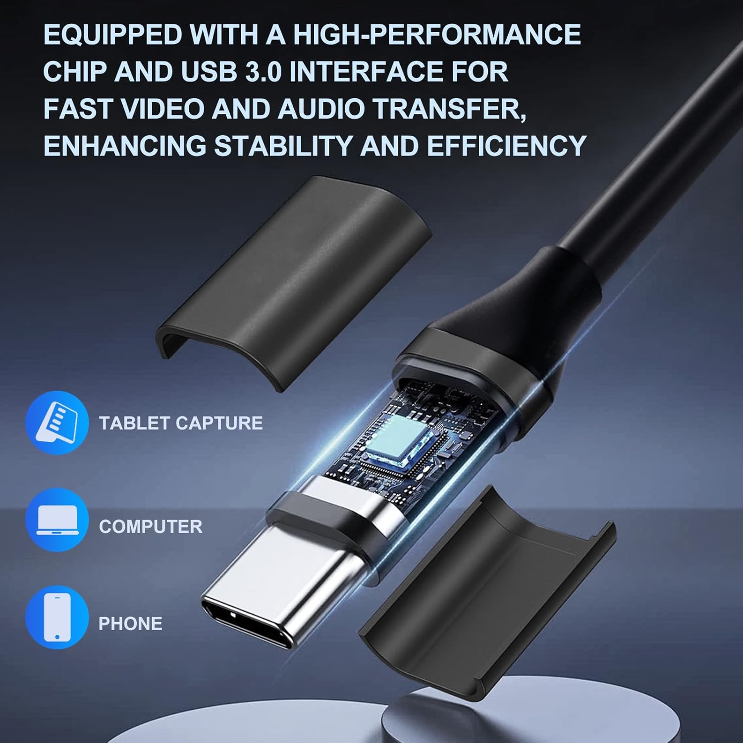 Guermok USB3.0 Video Capture Card for Streaming, PD100W, 90° USBC & Type C Adapter, 3.3ft 2K@30FPS 1080P@60FPS HDMI to USB A/C Capture Devices for Oculus /Quest3 /iPad/MacOS/Switch /PS5/4