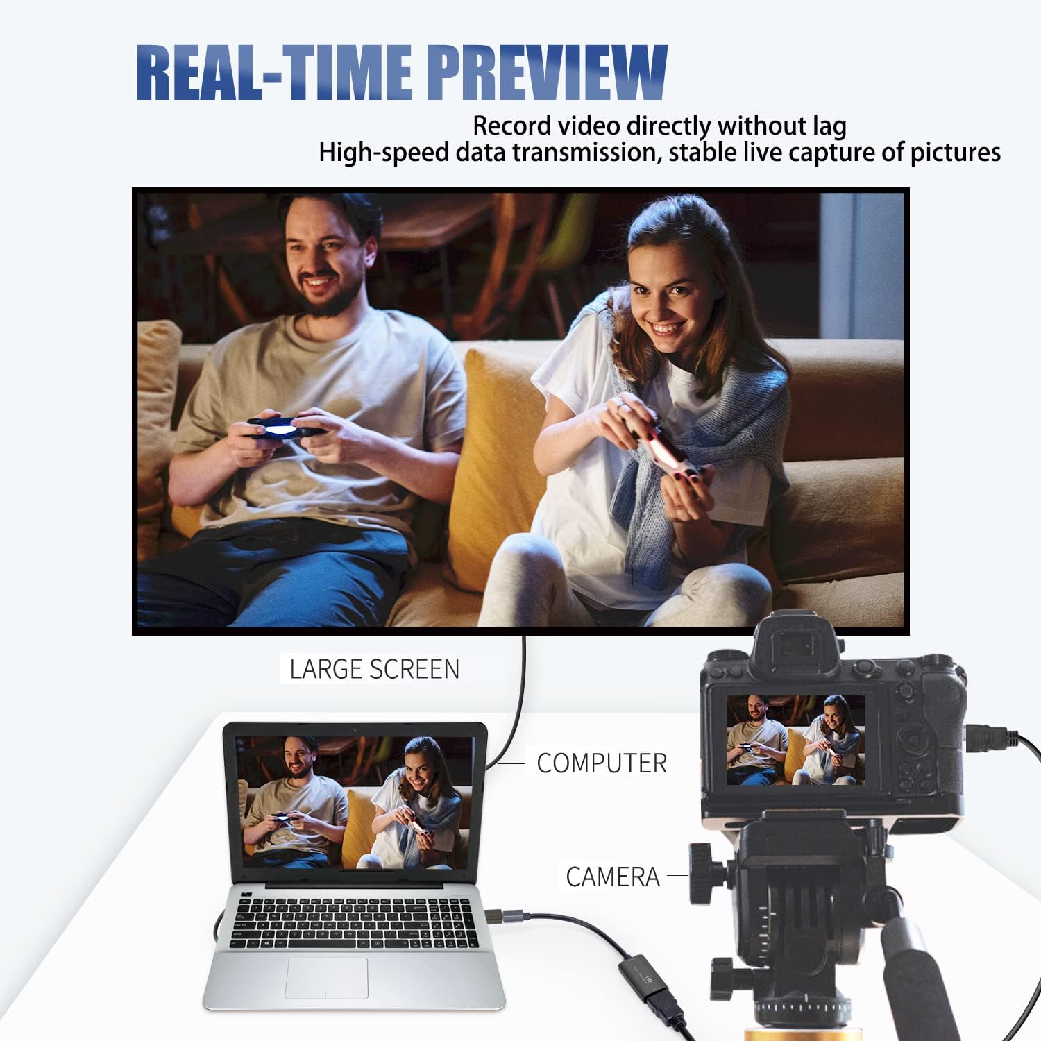 Guermok Video Capture Card, USB 3.0 HDMI to USB C Audio Capture Card, 4K 1080p60fps Capture Devices for Gaming Live Streaming Video Recorder, Works for Windows Mac OS System for Switch, Xbox