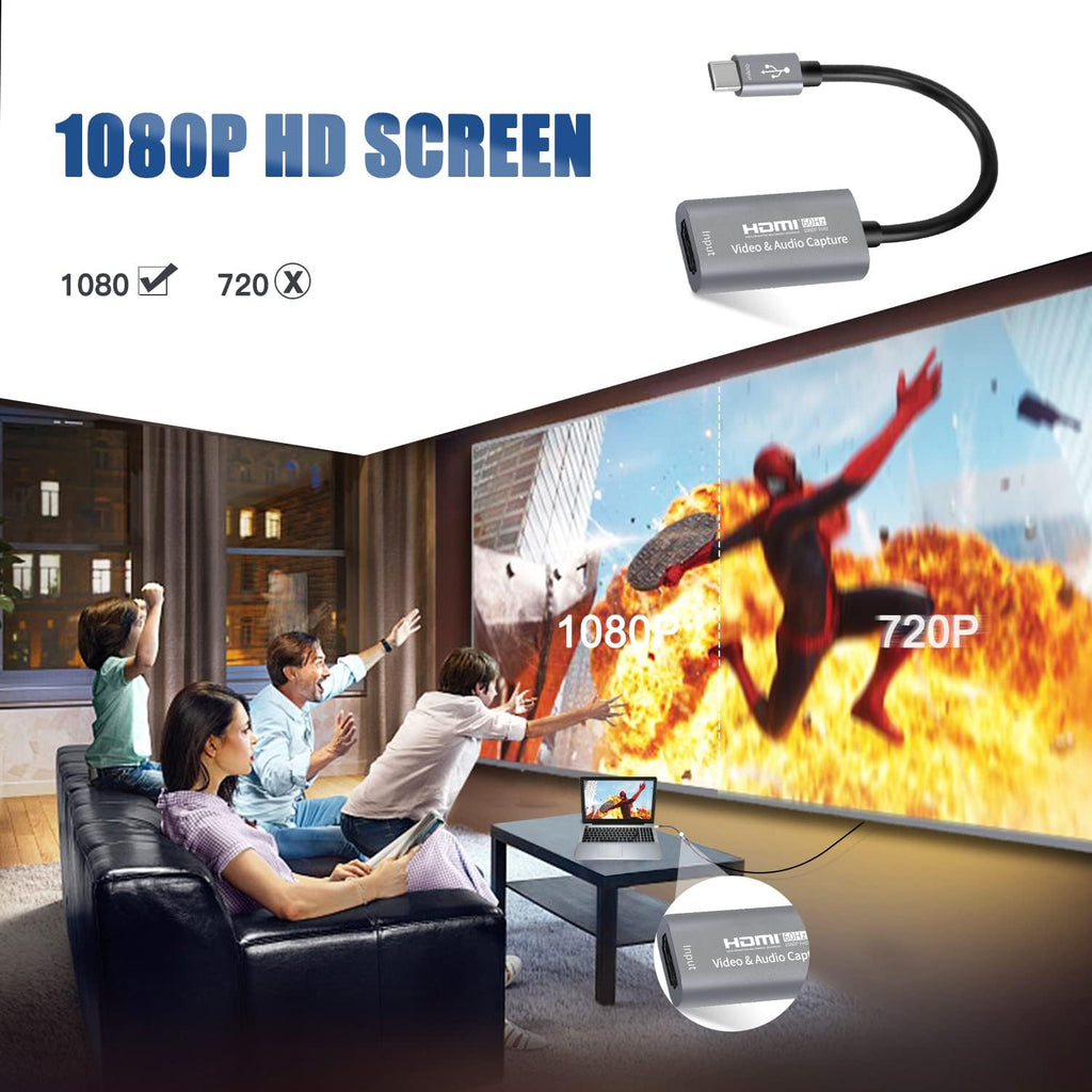 Guermok Video Capture Card, USB 3.0 HDMI to USBC Capture Card, 4K 1080P60FPS Capture Devices for Gaming Live Streaming Video Recorder, for Windows MacOS System PS4/5 Switch Xbox Steam OBS