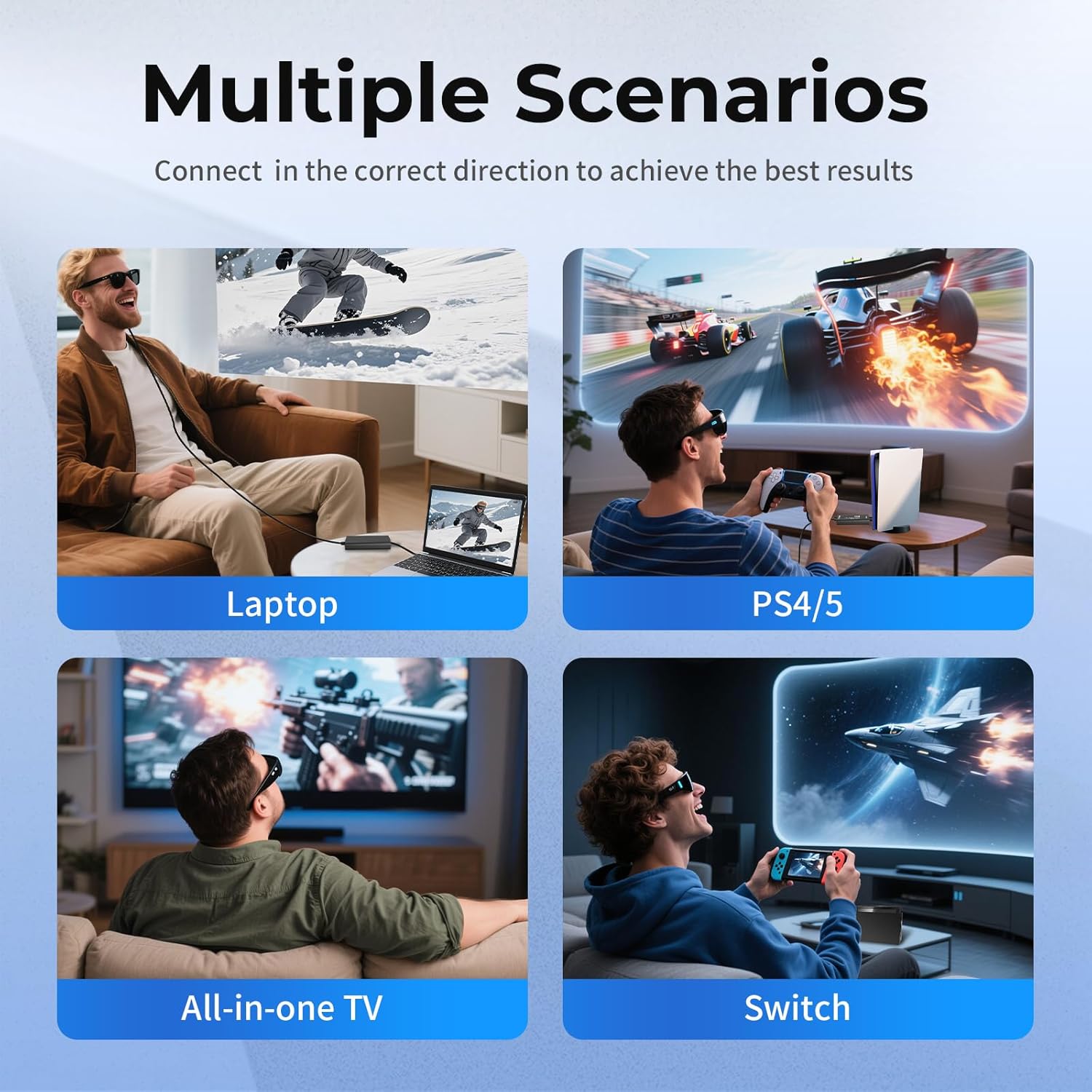 Guermok AR Glasses HDMI to USB-C Display Adapter, 4K@60Hz Play and Charge XR Converter with DC 5V, for XREAL One/Air 2 Pro/RayNeo/Rokid, Steam, Switch 2/1, PS5/4, Portable Monitors (Sliver)