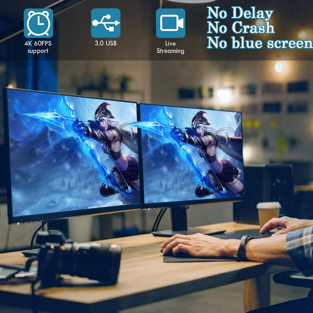 Guermok Video Capture Card, USB 3.0 HDMI to USB C Audio Capture Card, 4K 1080p60fps Capture Devices for Gaming Live Streaming Video Recorder, Works for Windows Mac OS System for Switch, Xbox