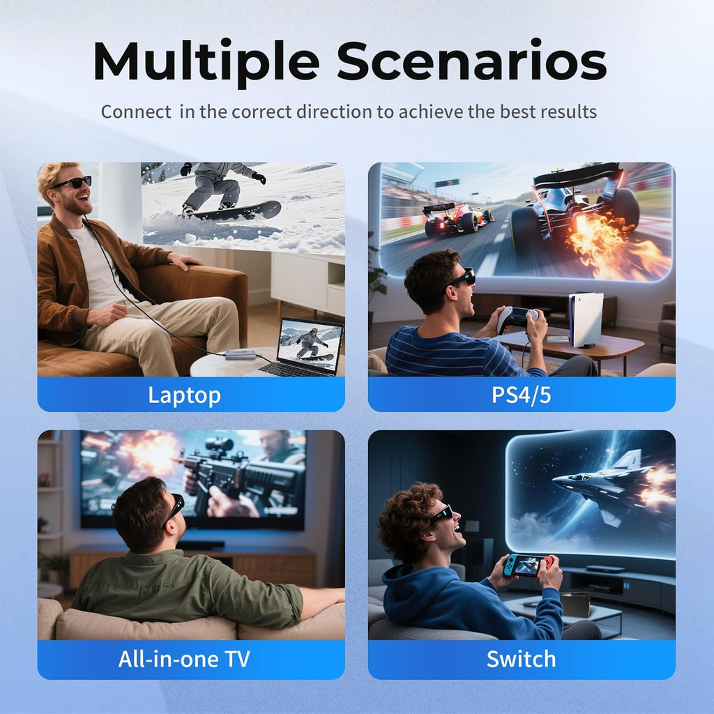 Guermok AR Glasses HDMI to USB-C Display Adapter, 4K@60Hz Play and Charge XR Converter with DC 5V, for XREAL One/Air 2 Pro/RayNeo/Rokid, Steam, Switch 2/1, PS5/4, Portable Monitors (Sliver)