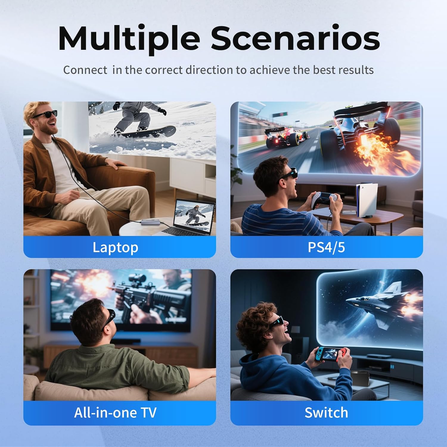 Guermok AR Glasses HDMI to USB-C Display Adapter, 4K@60Hz Play and Charge XR Converter with DC 5V, for XREAL One/Air 2 Pro/RayNeo/Rokid, Steam, Switch 2/1, PS5/4, Portable Monitors (Sliver)