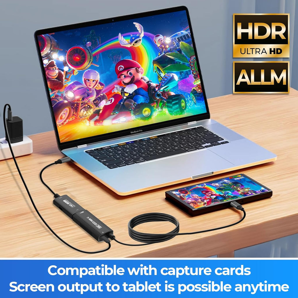 Guermok TV Mode Projection Cable for Switch 2, 67in, USB-C to HDMI Cable with HDR & ALLM, Supports 8K@60Hz, 4K@144Hz Output, PD100W, Works with iPad, Capture Cards, TVs, Steam (Silver)