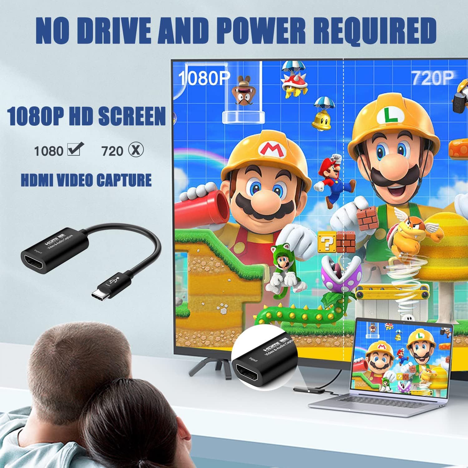 Guermok Video Capture Card, USB 3.0 HDMI to USB C Audio Capture Card, 4K 1080p60fps Capture Devices for Gaming Live Streaming Video Recorder, Works for Windows Mac OS System for Switch, Xbox