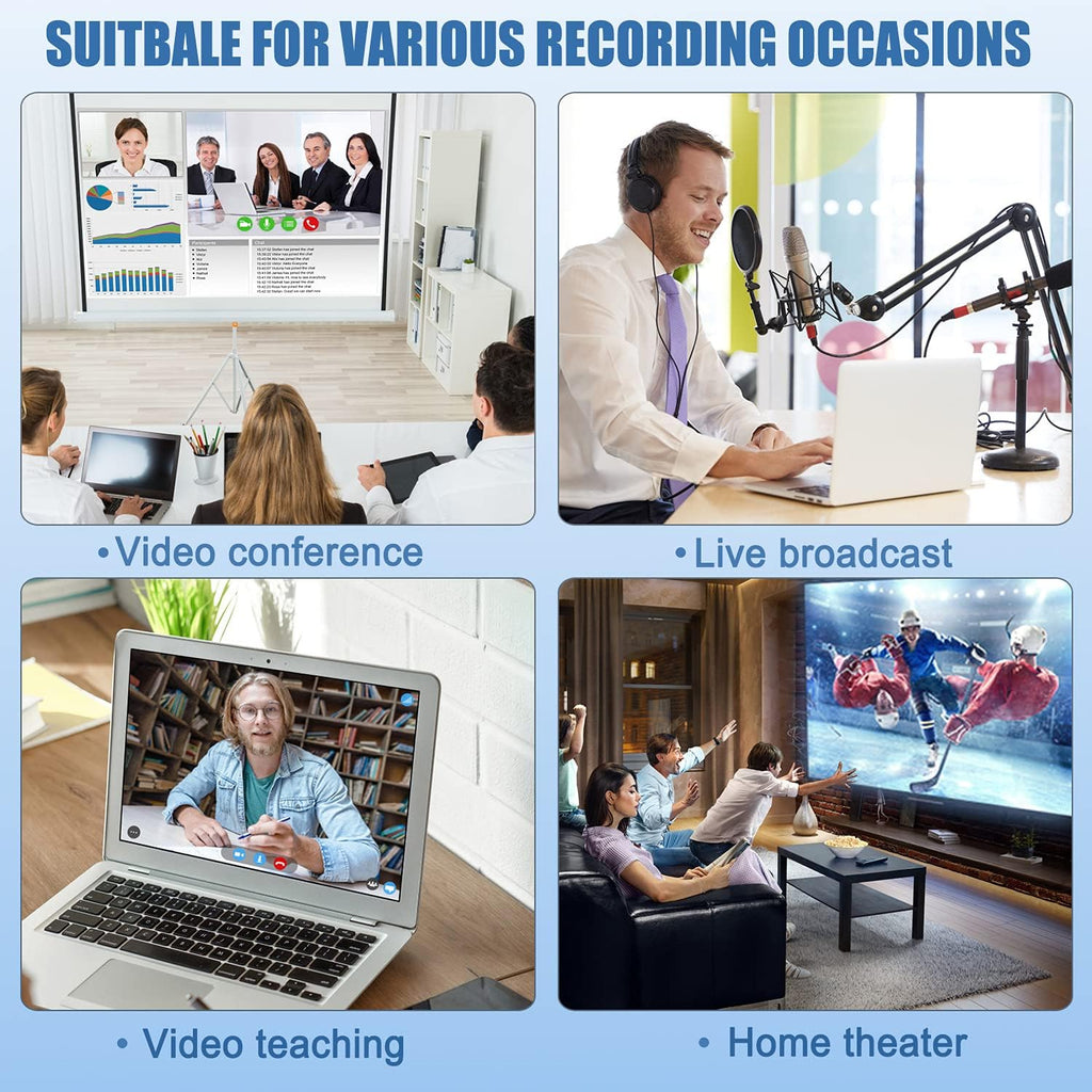 GUERMOK Video Capture Card, USB3.0 HDMI to USB-C Capture Device, Stream & Record at 2K@30FPS 1080P@60FPS, Compatible with iPad Mac OS Windows, Quest 3, OBS, Zoom, PS5/4, Switch, Xbox (Blue)