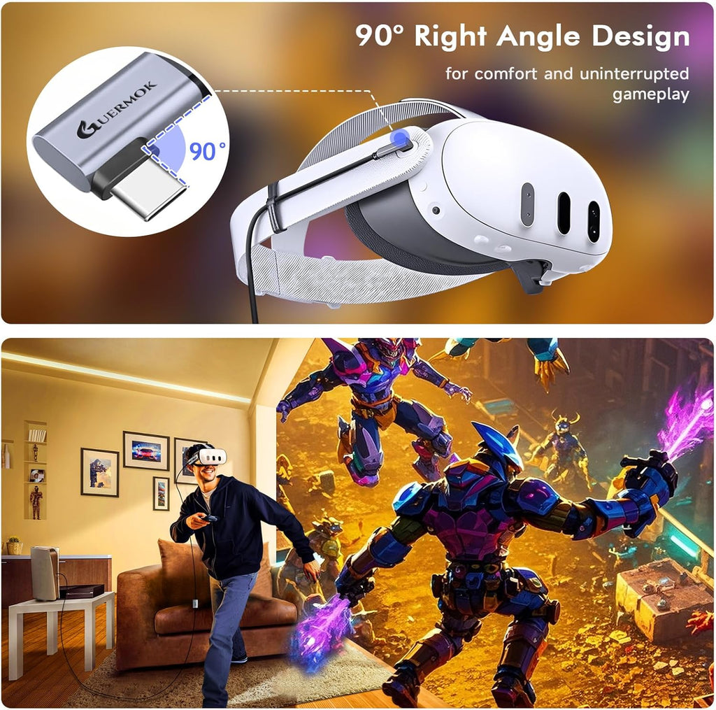 Guermok USB3.0 Video Capture Card for Streaming, PD100W, 90° USBC & Type C Adapter, 3.3ft 2K@30FPS 1080P@60FPS HDMI to USB A/C Capture Devices for Oculus /Quest3 /iPad/MacOS/Switch /PS5/4