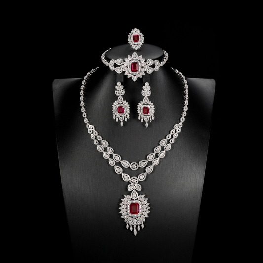 Luxury ruby and diamond necklace set