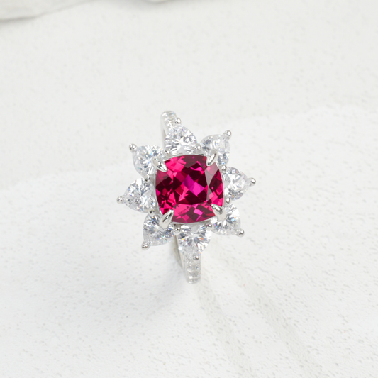 Luxury pink gemstone ring